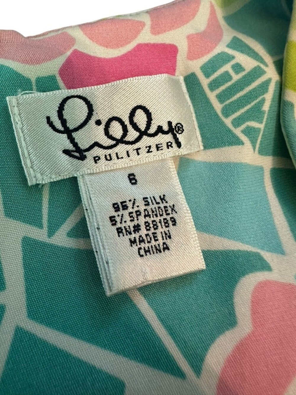 Lilly Pulitzer Shift Dress 6 Garden Mosaic Pink Green Floral Sleeveless‎ Silk - Picture 2 of 4